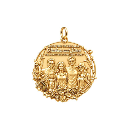 Connected by Heart Charm Bracelet – Personalized Sibling Gift – 18K gold plated 3 cm charm, front view