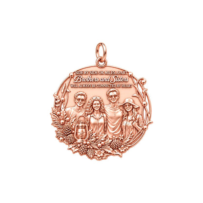 Connected by Heart Charm Bracelet – Personalized Sibling Gift – rose gold 3 cm charm, front view