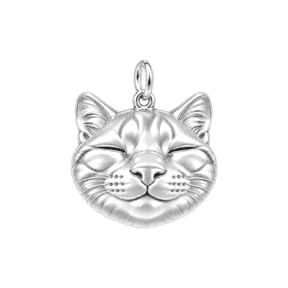 Contented Furry Friend Charm Bracelet – Personalized Cat Mom Gift – silver charm, front view