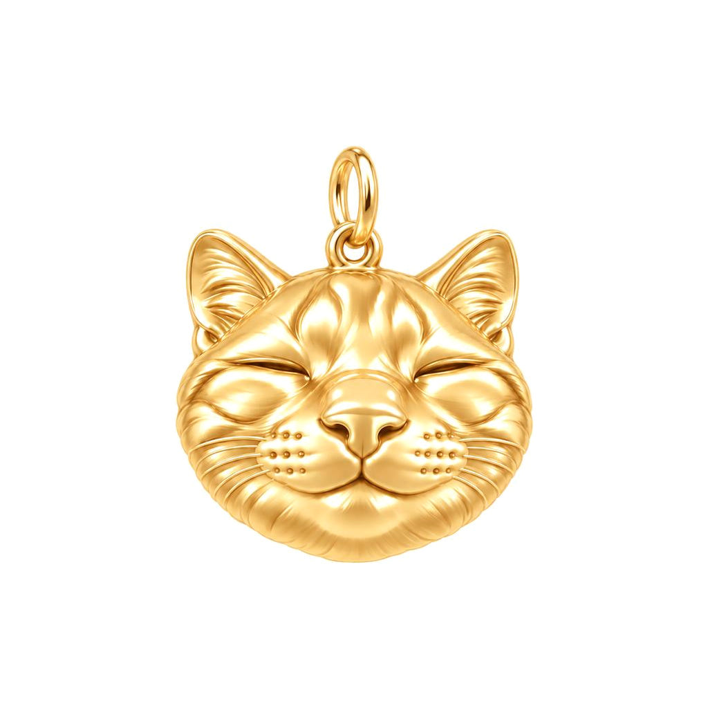 Contented Furry Friend Charm Bracelet – Personalized Cat Mom Gift – 18K gold charm, front view