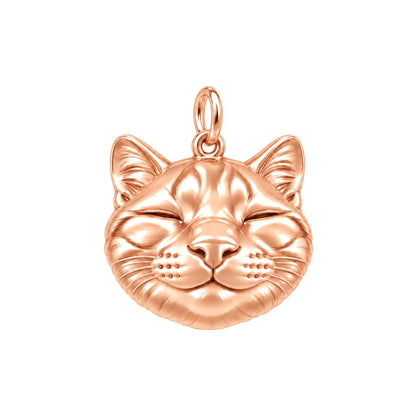Contented Furry Friend Charm Bracelet – Personalized Cat Mom Gift – rose gold charm, front view