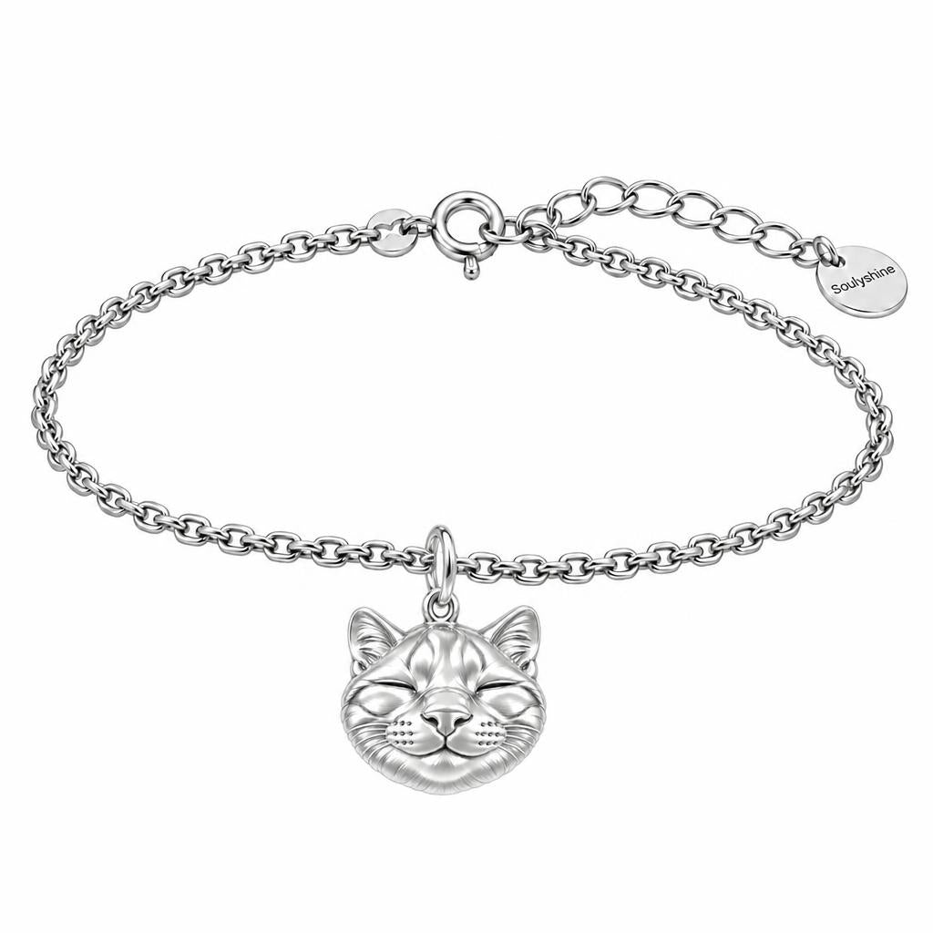 Contented Furry Friend Charm Bracelet Set – silver, front view