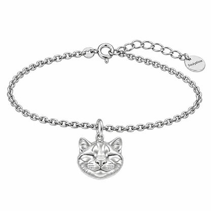 Contented Furry Friend Charm Bracelet Set – silver, front view