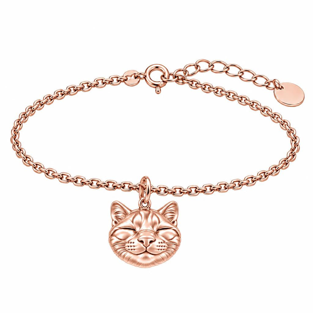 Contented Furry Friend Charm Bracelet Set – rose gold, front view