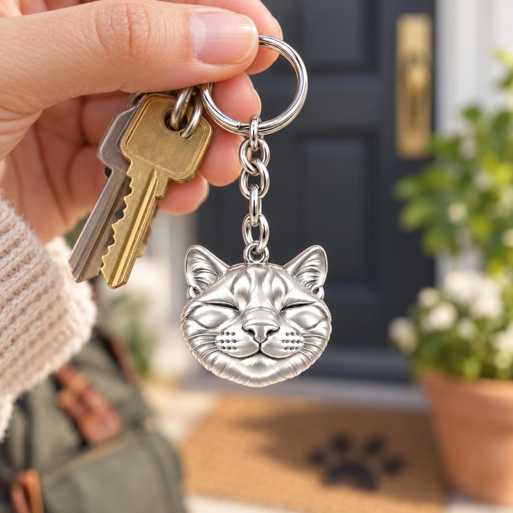 Contented Furry Friend Charm Keychain – worn / in use