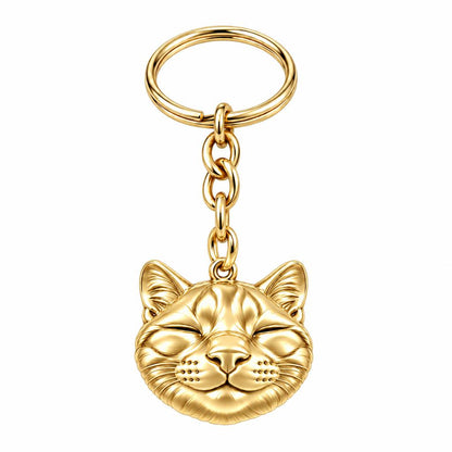 Contented Furry Friend Charm Keychain – 18K gold, front view