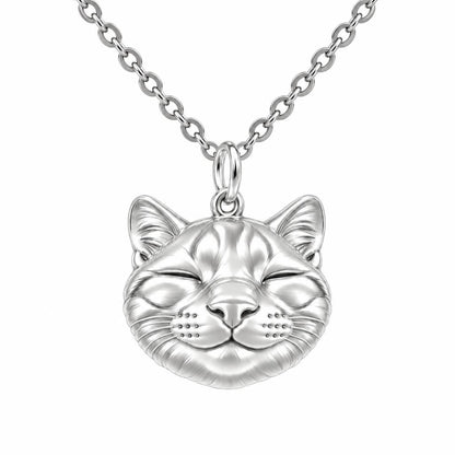 Contented Furry Friend Charm Necklace Set – silver, front view