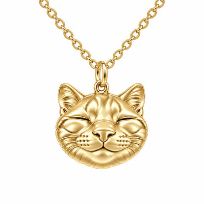 Contented Furry Friend Charm Necklace Set – 18K gold, front view