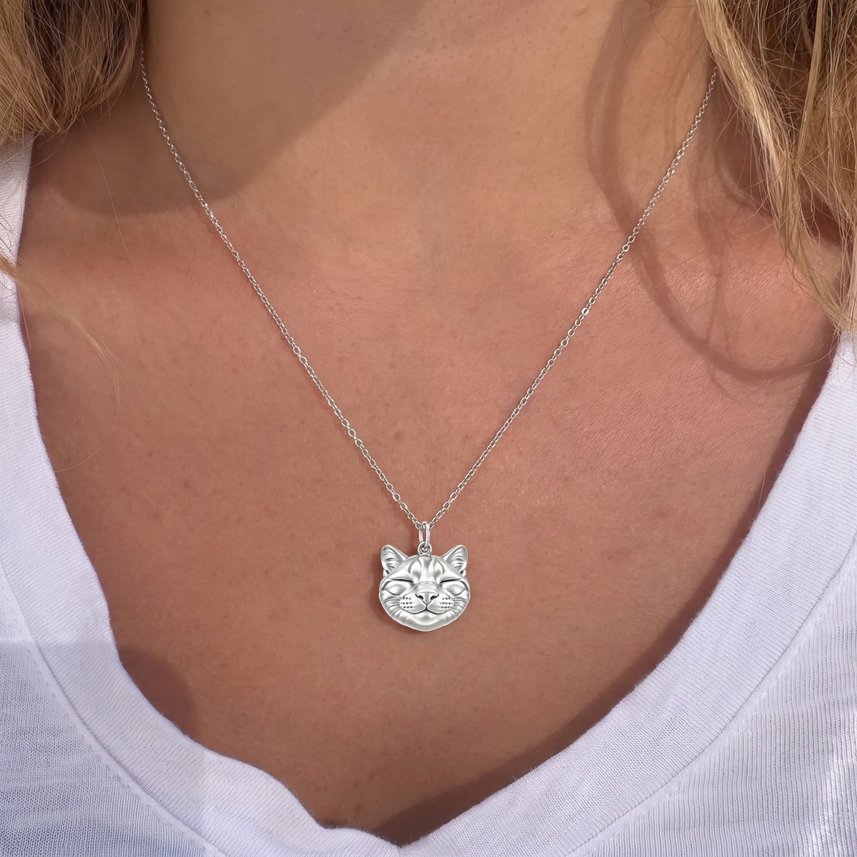 Contented Furry Friend Charm Necklace Set – worn / in use