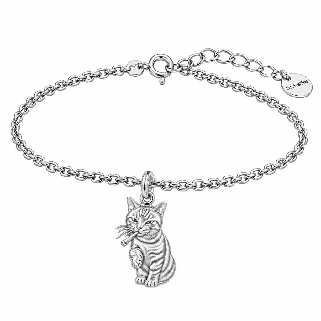 Cool Cat Joint Charm Bracelet Set – silver, front view