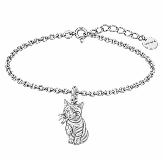 Cool Cat Joint Charm Bracelet Set – silver, front view
