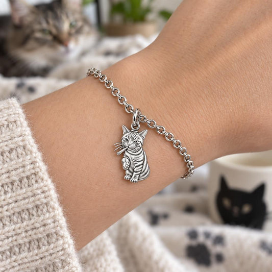 Cool Cat Joint Charm Bracelet Set – worn / in use