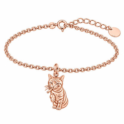 Cool Cat Joint Charm Bracelet Set – rose gold, front view