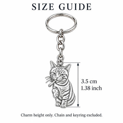 Cool Cat Joint Charm Keychain – size guide, 3.5 cm (1.38 in) charm, chain and keyring excluded