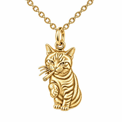 Cool Cat Joint Charm Necklace Set – 18K gold, front view