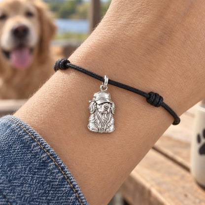 Cool Companion Dog Charm Bracelet – Personalized Dog Mom Gift – worn on the wrist on a black cord bracelet