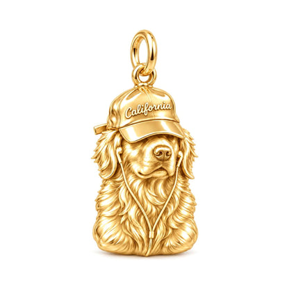 Cool Companion Dog Charm Bracelet – Personalized Dog Mom Gift – 18K gold charm, front view