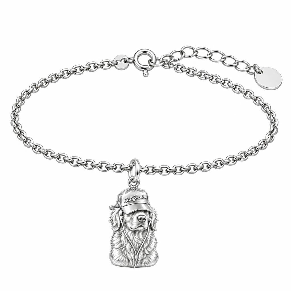 Cool Companion Dog Charm Bracelet Set – silver, front view