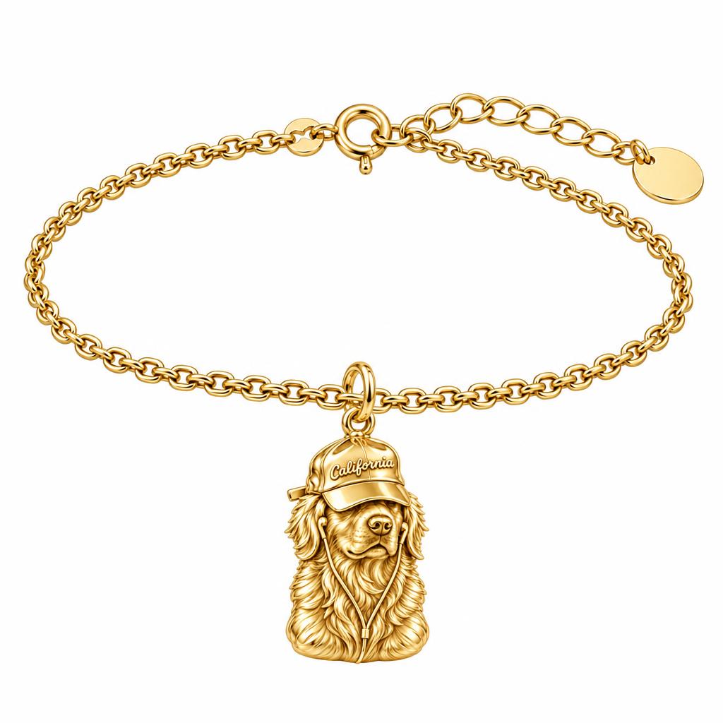 Cool Companion Dog Charm Bracelet Set – 18K gold, front view
