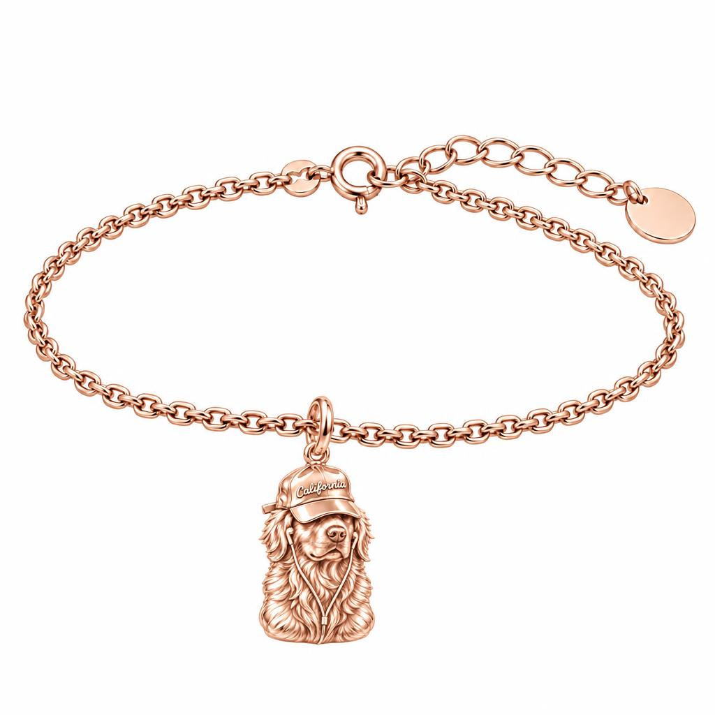 Cool Companion Dog Charm Bracelet Set – rose gold, front view