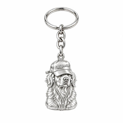 Cool Companion Dog Charm Keychain – silver, front view