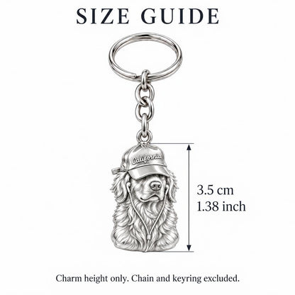 Cool Companion Dog Charm Keychain – size guide, 3.5 cm (1.38 in) charm, chain and keyring excluded