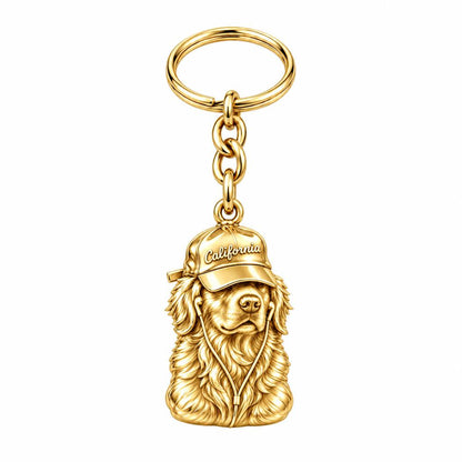 Cool Companion Dog Charm Keychain – 18K gold, front view