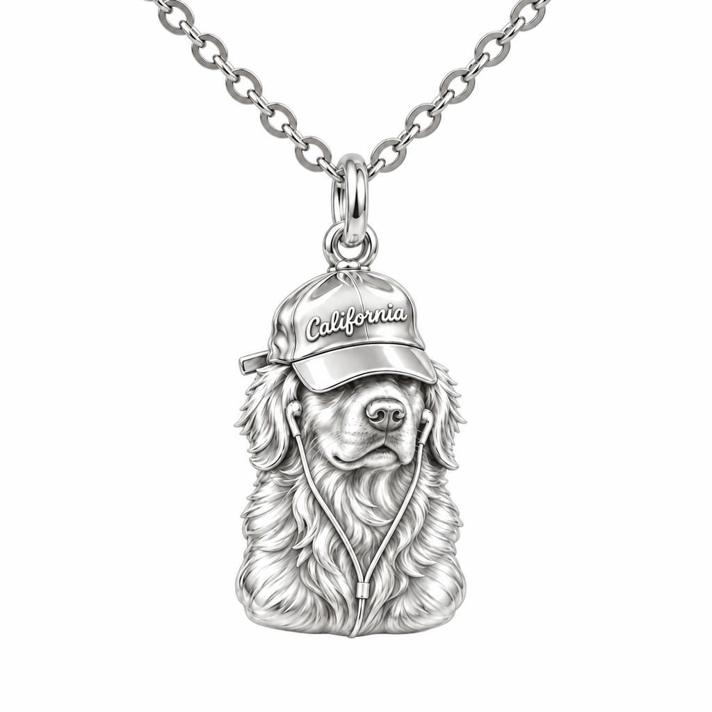 Cool Companion Dog Charm Necklace Set – silver, front view