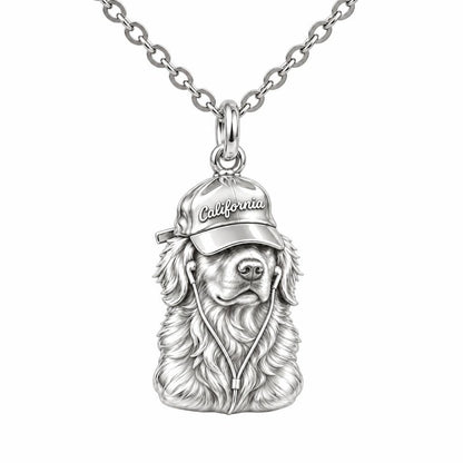 Cool Companion Dog Charm Necklace Set – silver, front view