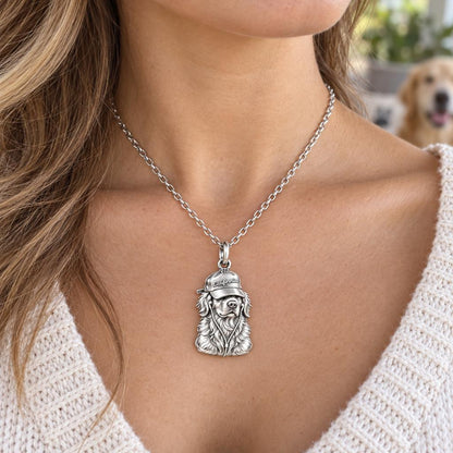 Cool Companion Dog Charm Necklace Set – worn / in use