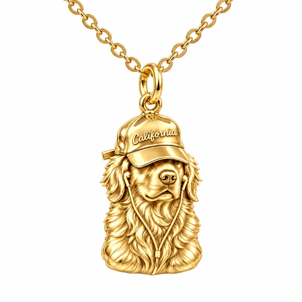 Cool Companion Dog Charm Necklace Set – 18K gold, front view