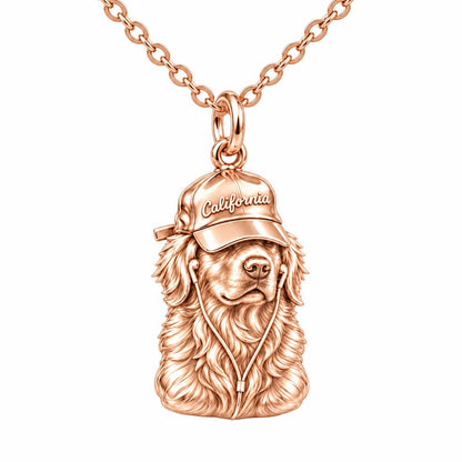 Cool Companion Dog Charm Necklace Set – rose gold, front view