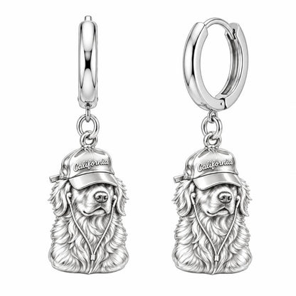 Cool Companion Dog Huggie Charm Earrings – silver, front view