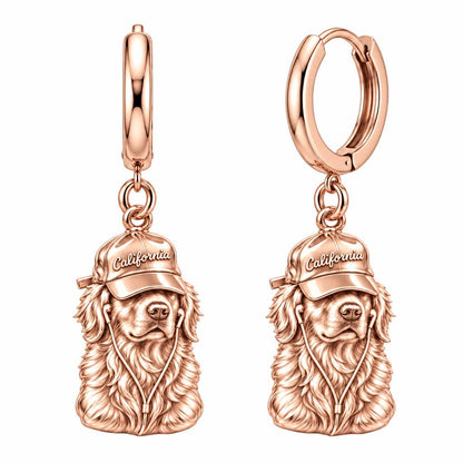Cool Companion Dog Huggie Charm Earrings – rose gold, front view