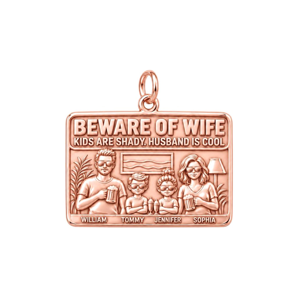 Cool Husband Shady Kids Charm Bracelet – Personalized Dad Gift – rose gold 2 cm charm, front view