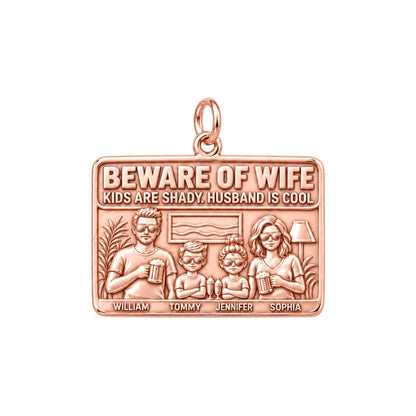 Cool Husband Shady Kids Charm Bracelet – Personalized Dad Gift – rose gold 2 cm charm, front view