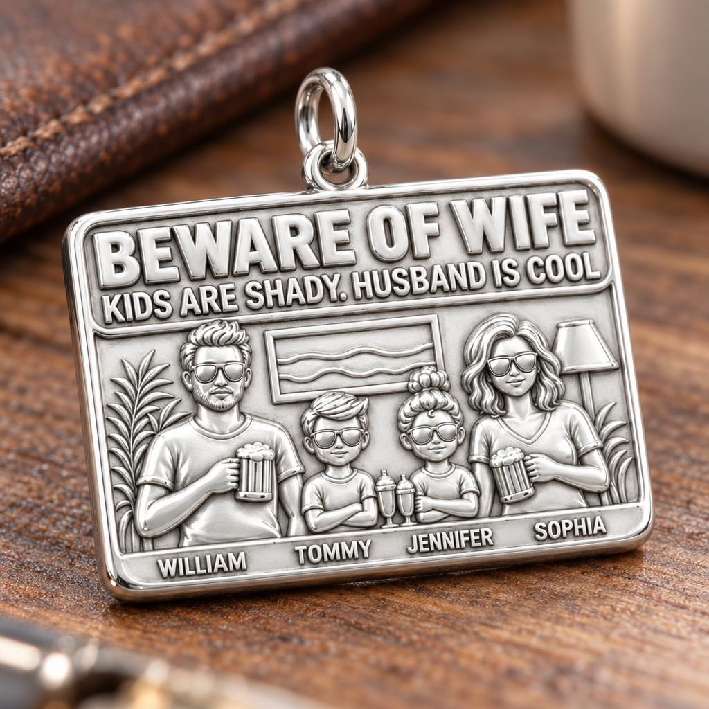 Cool Husband Shady Kids Charm Bracelet – Personalized Dad Gift – macro detail of the charm