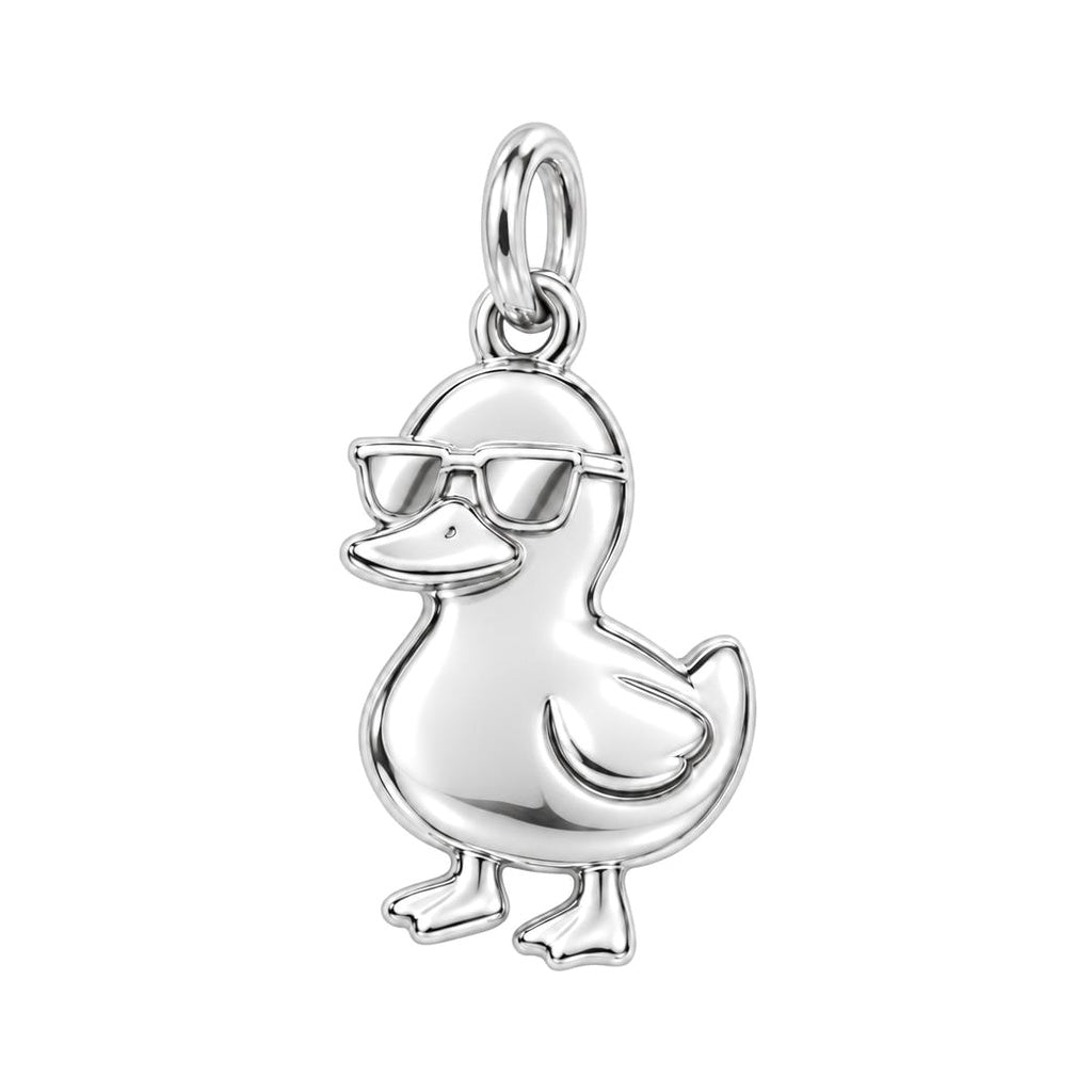 Cool Rubber Duckie Charm Bracelet – Personalized Son Gift – silver charm, front view