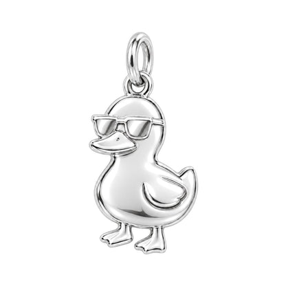 Cool Rubber Duckie Charm Bracelet – Personalized Son Gift – silver charm, front view