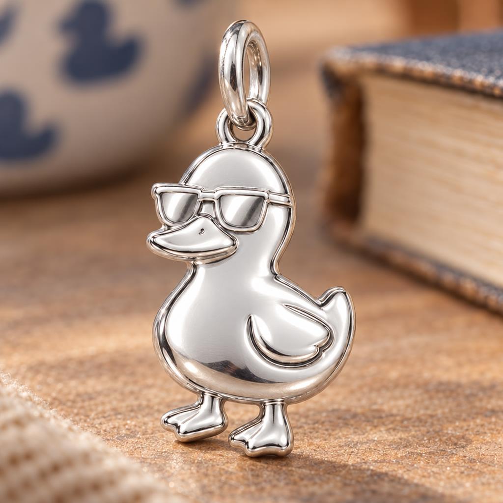 Cool Rubber Duckie Charm Bracelet – Personalized Son Gift – macro detail of the charm