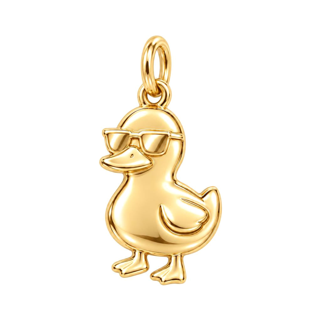 Cool Rubber Duckie Charm Bracelet – Personalized Son Gift – 18K gold charm, front view