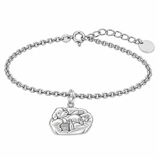 Couch Potato Pup Charm Bracelet Set – silver, front view