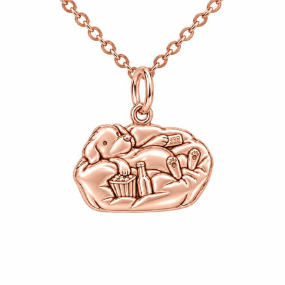 Couch Potato Pup Charm Necklace Set – rose gold, front view