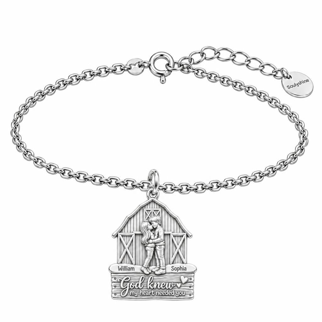 Country Barn Love Story Charm Bracelet Set – silver, front view