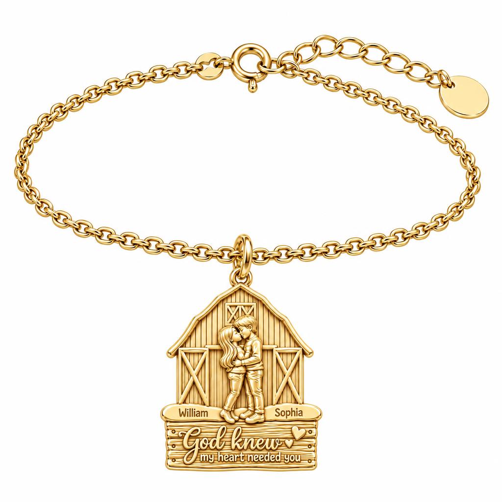 Country Barn Love Story Charm Bracelet Set – 18K gold, front view