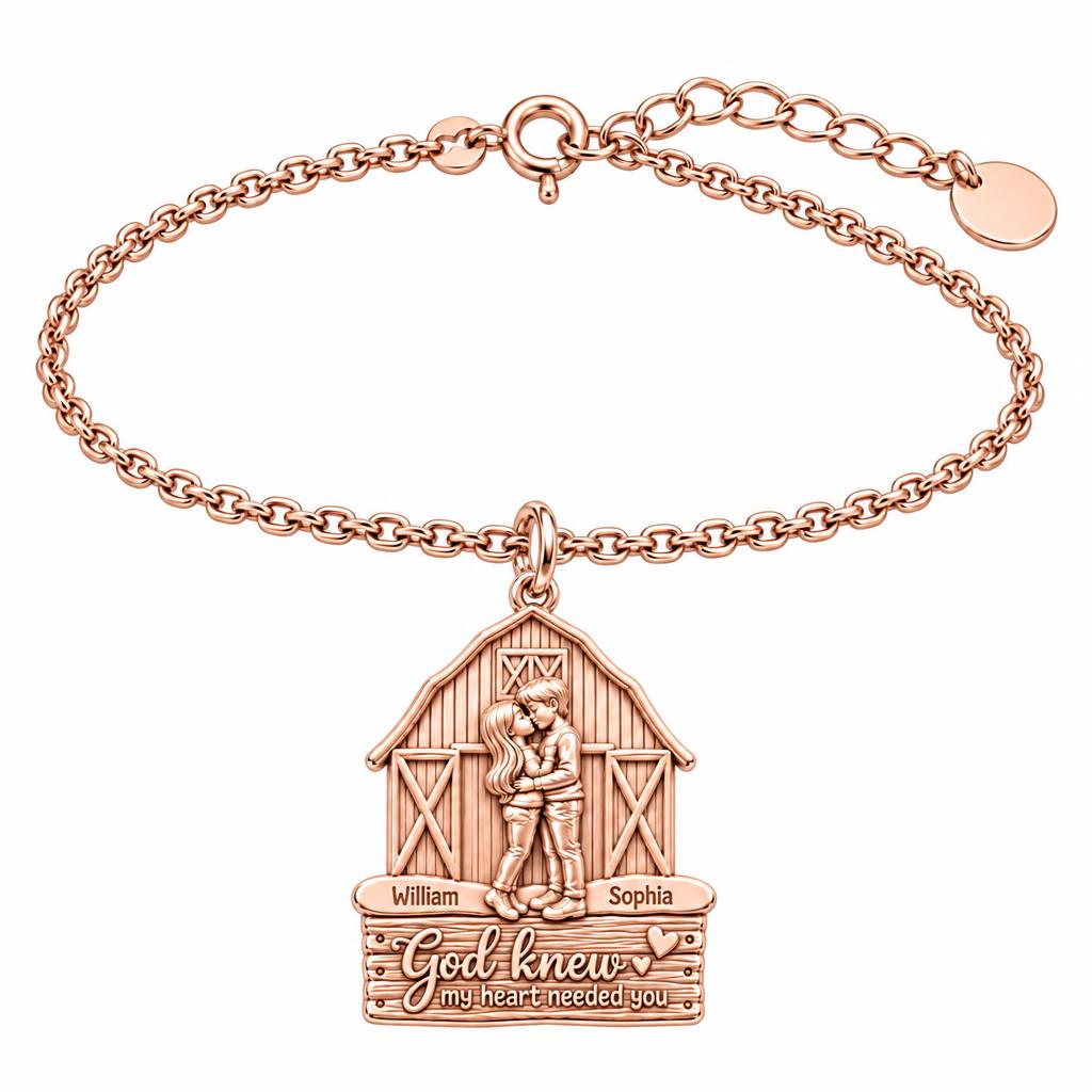 Country Barn Love Story Charm Bracelet Set – rose gold, front view