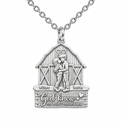 Country Barn Love Story Charm Necklace Set – silver, front view