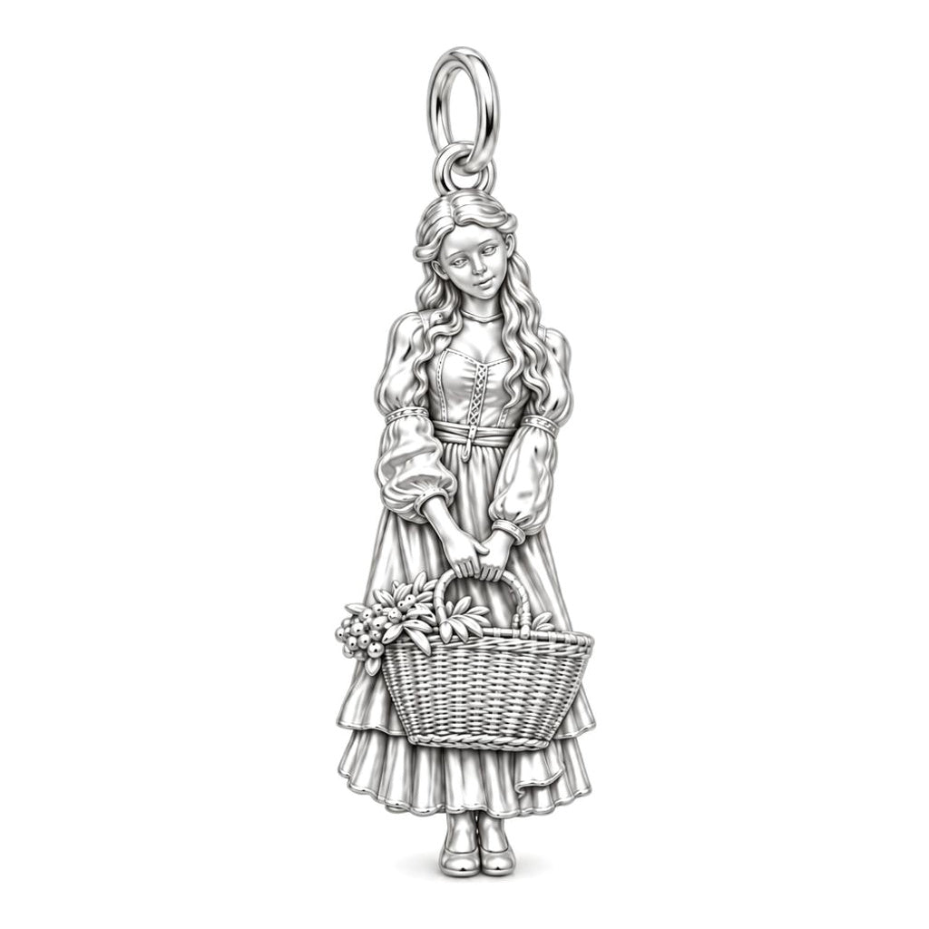 Country Maiden Harvest Charm Bracelet – Personalized Mom Gift – silver charm, front view