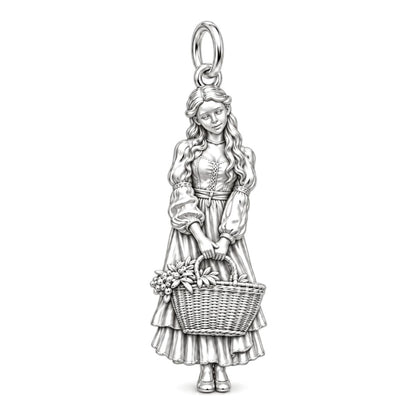 Country Maiden Harvest Charm Bracelet – Personalized Mom Gift – silver charm, front view