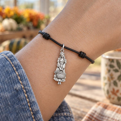 Country Maiden Harvest Charm Bracelet – Personalized Mom Gift – 18K gold charm, front view